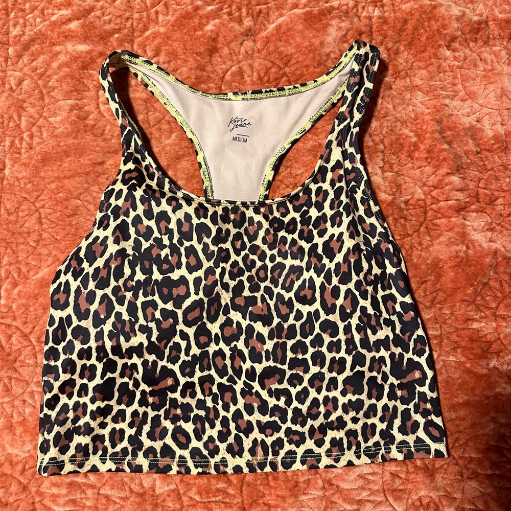 Kortni Jeane Leopard Print Swim Top